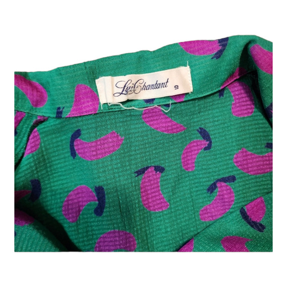 Vintage 60s style collared button up abstract midi textured dress Lui Chantant - Picture 8 of 11